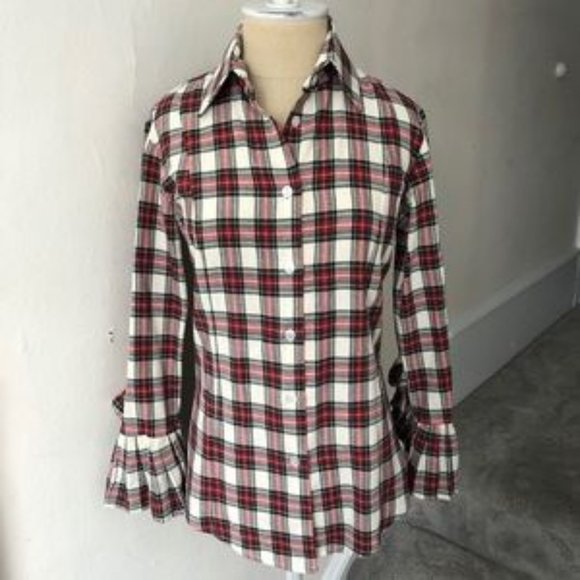 Alicia Bell Elbow Patch Flannel Plaid Button Down - Picture 1 of 6